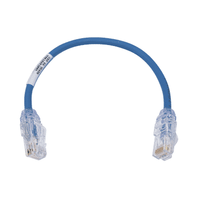 Cable de Parcheo UTP, Cat6A, Diámetro Reducido (28 AWG), CM/LSZH, Color Azul, 8in (20.3cm)  UTP28X8INBU