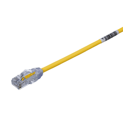Cable de Parcheo UTP, Cat6A, Diámetro Reducido (28 AWG), CM/LSZH, Color Amarillo, 8in (20.3cm)  UTP28X8INYL