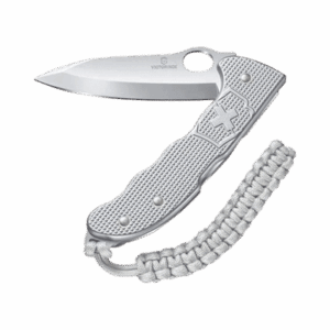 Navaja Victorinox Hunter con Cachas Alox Acanaladas y Hoja a una Mano. Con Colgante Paracord Plateado.  VM26
