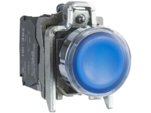 Pulsador azul iluminado √ò 22, retorno resorte nivelado, 120 V. XB4BW36G5 Schneider Electric  XB4BW36G5