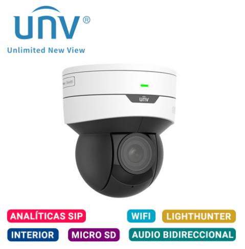 IPC6412LR-X5UPW-VG, Cámara IP mini ptz domo unv 2mp poe wifi micrófono y bocina integrados soporta micro sd wdr starlight | Humberto Chacon IPC6412LR-X5UPW-VG, Cámara IP mini ptz domo unv 2mp poe wifi micrófono y bocina integrados soporta micro sd wdr starlight