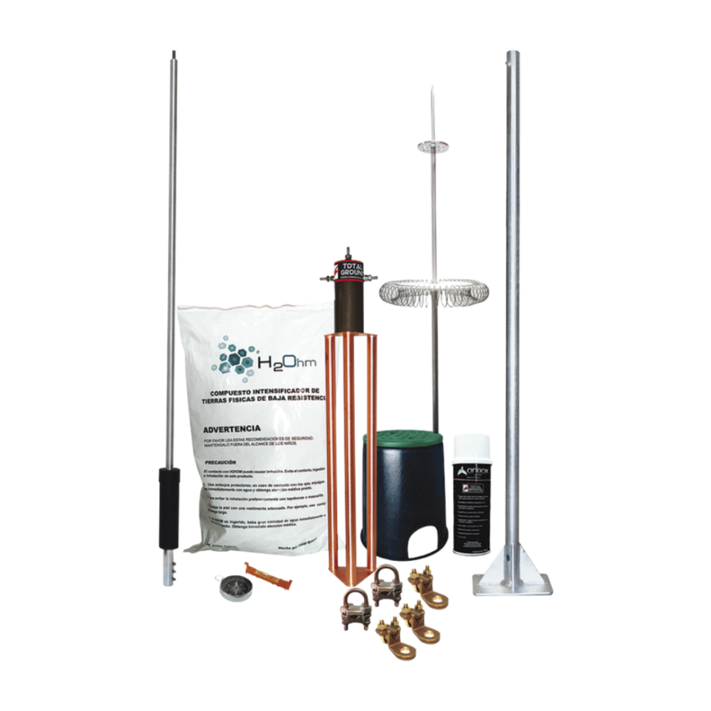 Kit de Pararrayo Dipolo con Electrodo y Accesorios de Instalación para Techo.: KIT-MASTER-DIPOLOV2