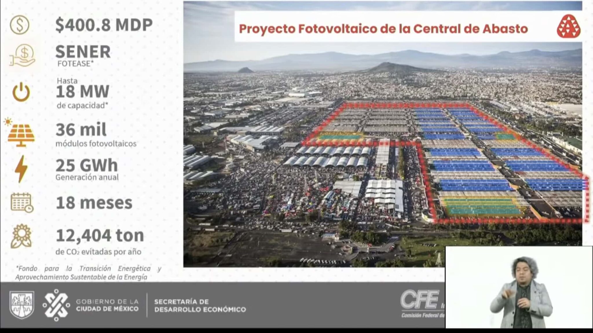 Licitan primera etapa de Planta Solar en Central de Abastos | Veronica Medina