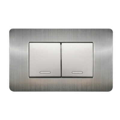 Apagador doble con placa de acero inoxidable - 8841900