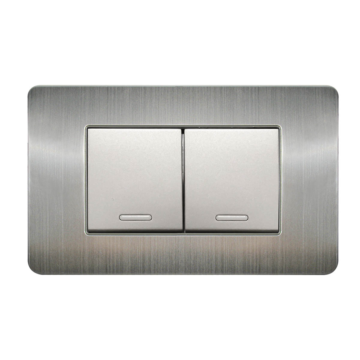 Apagador doble con placa de acero inoxidable - 8841900 | Apagador doble con placa de acero inoxidable - 8841900