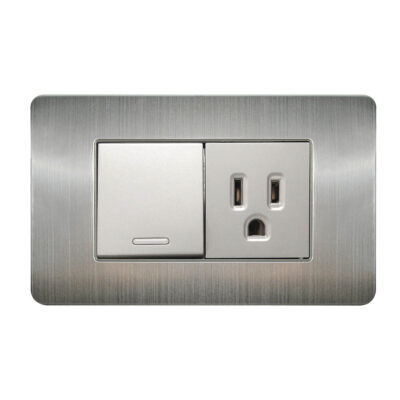 Apagador y contacto con placa de acero inoxidable - 8841905