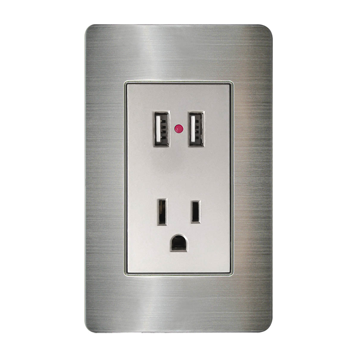 Contacto aterrizado y dos entradas USB con placa de acero inoxidable 72 mm - 8841935 | Contacto aterrizado y dos entradas USB con placa de acero inoxidable 72 mm - 8841935