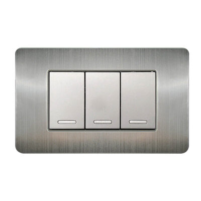 Apagador triple con placa de acero inoxidable - 8841955