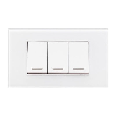 Apagador triple con placa de acrilico blanca - 8842915