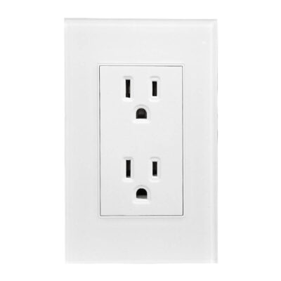 Contacto doble aterrizado con placa de acrilico blanca - 8842925