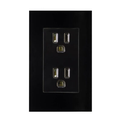 Contacto doble aterrizado con placa de acrilico negra - 8843925