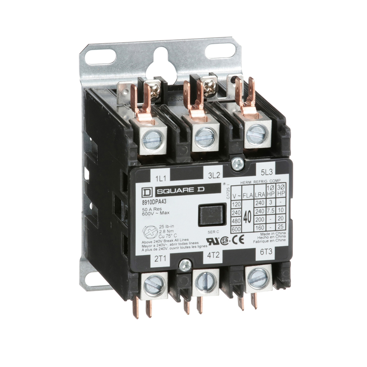 Contactor De Propo Def. No Dev 3P (40-50) 10HP/220V 20HP/440V - 8910DPA43V06 | Contactor De Propo Def. No Dev 3P (40-50) 10HP/220V 20HP/440V - 8910DPA43V06
