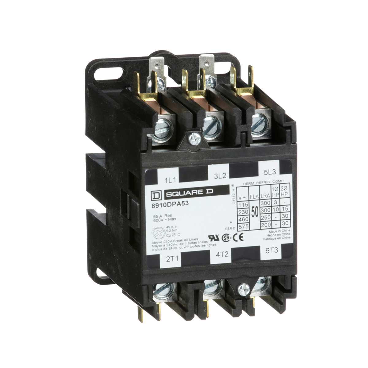 Contactor Dpa 3P (50-62) 15HP/220V 30HP/440V - 8910DPA53V02 | Contactor Dpa 3P (50-62) 15HP/220V 30HP/440V - 8910DPA53V02