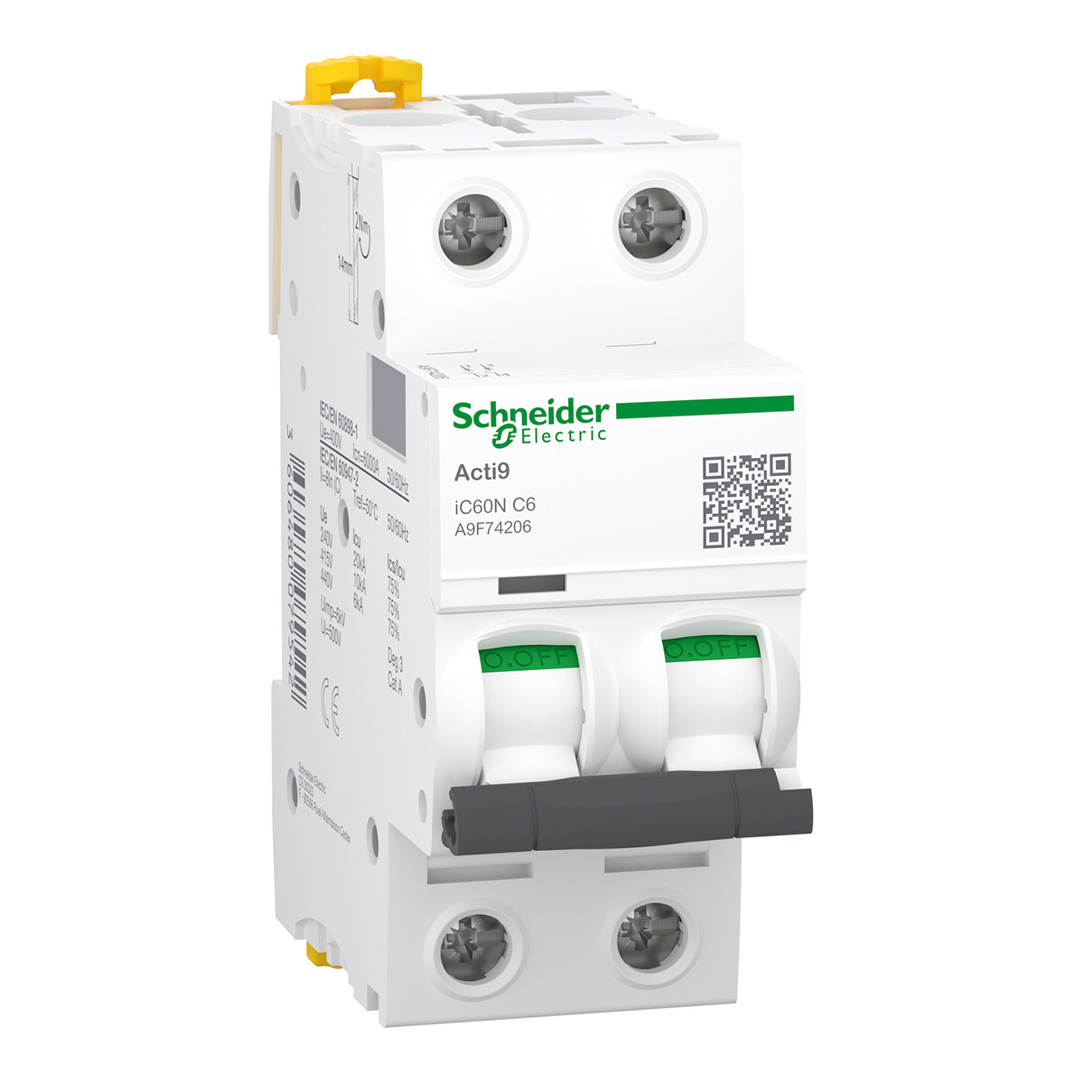 Acti9 Interruptor Termomagnetico Ic60N 2X6A Curva C - A9F74206 | Acti9 Interruptor Termomagnetico Ic60N 2X6A Curva C - A9F74206