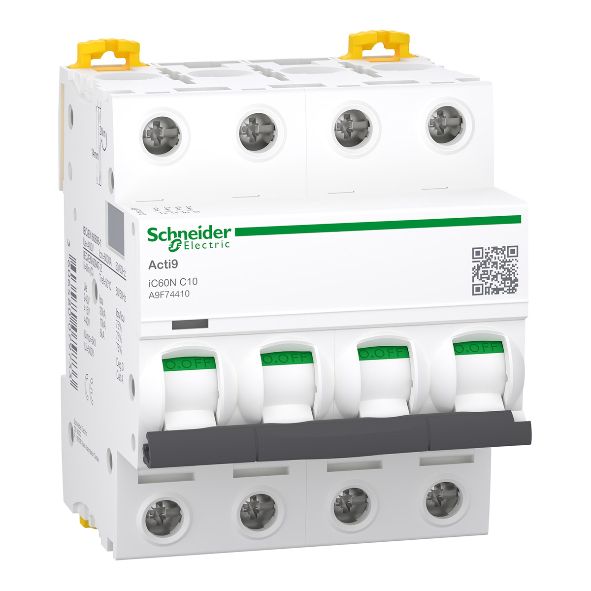 Acti9 Interruptor Termomagnetico Ic60N 4X10 A Curva C - A9F74410 | Acti9 Interruptor Termomagnetico Ic60N 4X10 A Curva C - A9F74410