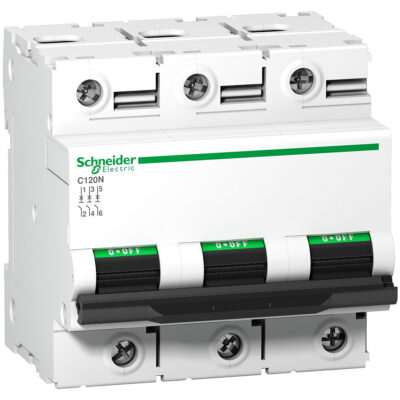 Interruptor Automático Termomagnético Montaje Riel Din 3P – 100 A – Curva De Disparo Tipo C 220/440 Vca - A9N18367