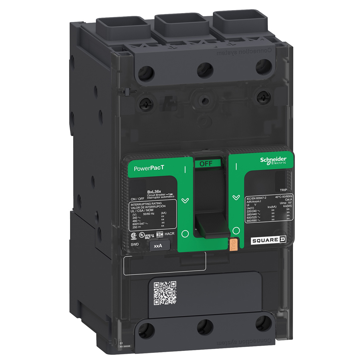 Circuit Breaker, Powerpact B, 70A, 3 Pole, 600Y/347Vac, 14Ka, Terminal Nut, Thermal Magnetic, 80% - BDF36070 | Circuit Breaker, Powerpact B, 70A, 3 Pole, 600Y/347Vac, 14Ka, Terminal Nut, Thermal Magnetic, 80% - BDF36070
