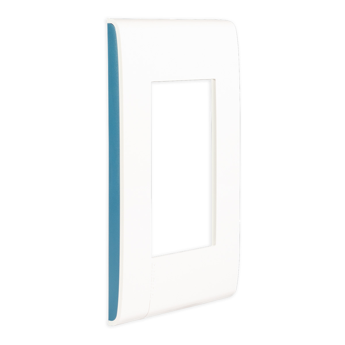 Placa De 3 Módulos Color Blanco, Con Perfiles Laterales Color Aqua - E5N3AQPTL | Placa De 3 Módulos Color Blanco, Con Perfiles Laterales Color Aqua - E5N3AQPTL