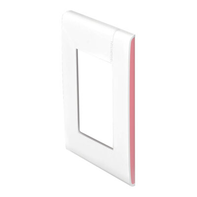 Placa De 3 Módulos Color Blanco, Con Perfiles Laterales Color Flamingo - E5N3FLPTL