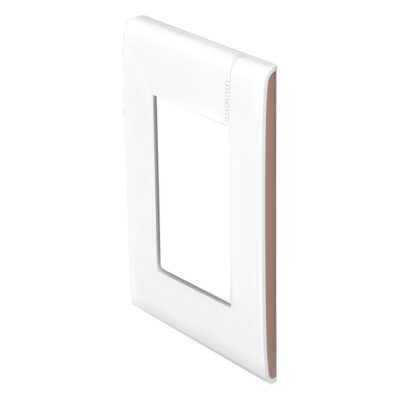 Placa De 3 Módulos Color Blanco, Con Perfiles Laterales Color Moka - E5N3MKPTL