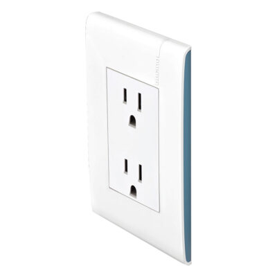 Toma Corriente Dúplex 2P+T Con Protección Infantil, 15A, 127-250V~, Placa Aqua - E6028NAQPTL
