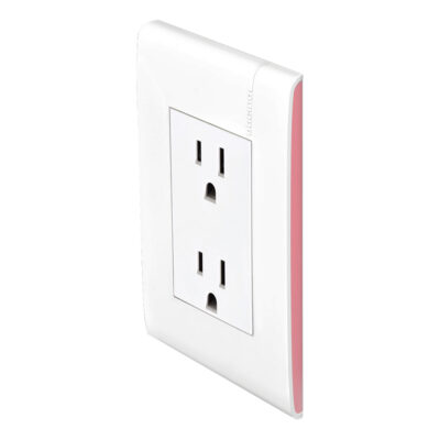 Toma Corriente Dúplex 2P+T Con Protección Infantil, 15A, 127-250V~, Placa Flamingo - E6028NFLPTL