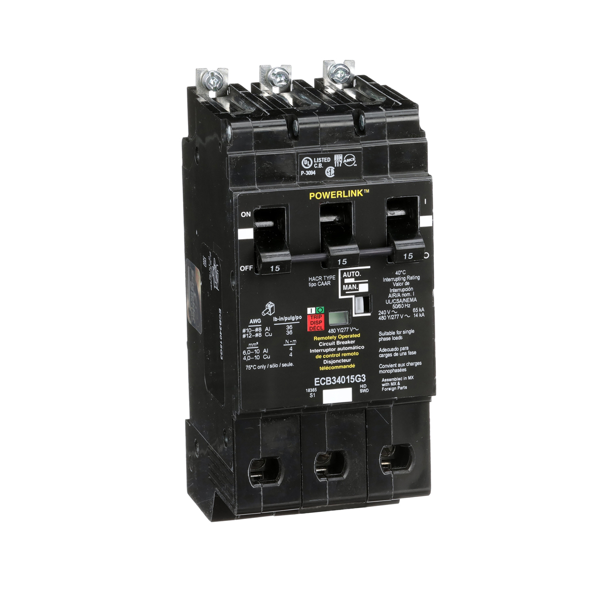 Interruptor Termomagnético G3, Marco E, 3P, 15 A, Atornillable - ECB34015G3 | Interruptor Termomagnético G3, Marco E, 3P, 15 A, Atornillable - ECB34015G3