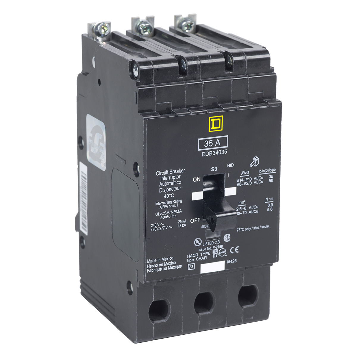 Interruptor Termomágnetico Marco E Para Tableros NF 3P 480/277Vca 90A - EJB34090 | Interruptor Termomágnetico Marco E Para Tableros NF 3P 480/277Vca 90A - EJB34090