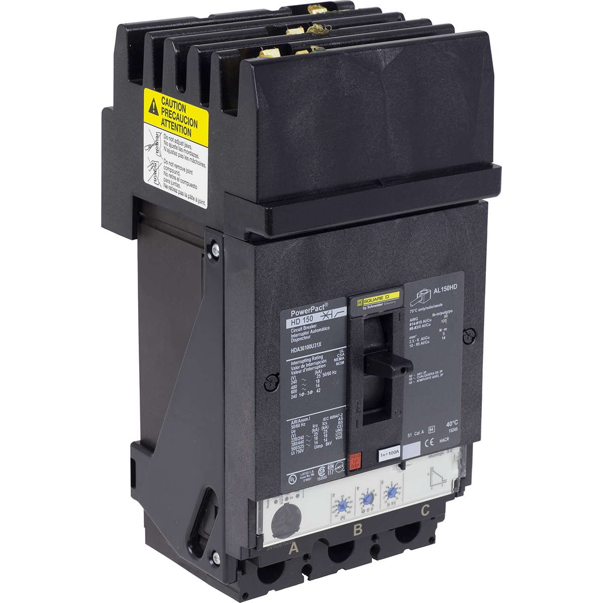 Interruptor Termomagnético Powerpact H 18Ka 480V 3P 100A Micrologic - HDA36100U31X | Interruptor Termomagnético Powerpact H 18Ka 480V 3P 100A Micrologic - HDA36100U31X