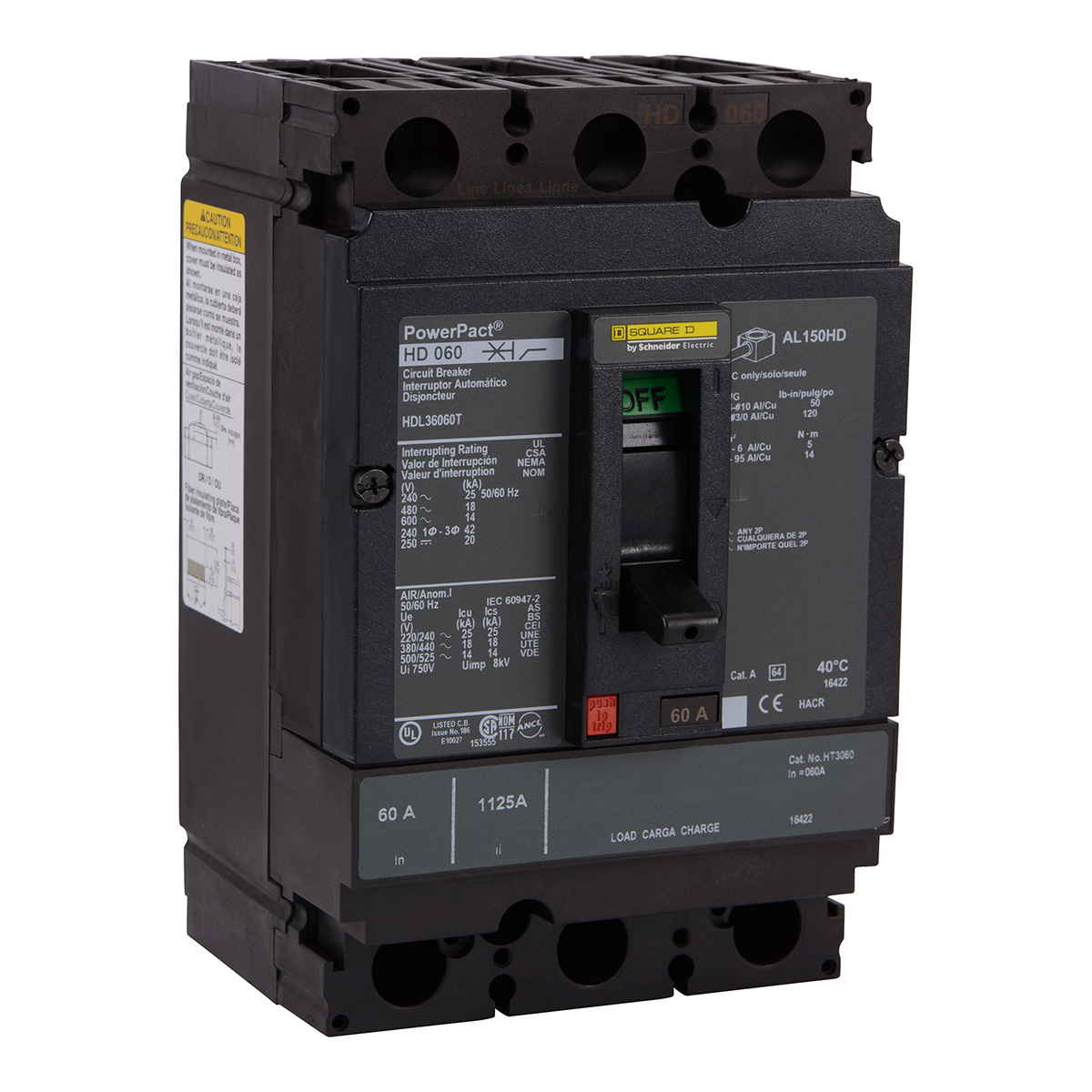 Interruptor Termomagnético Powerpact H 18Ka @480V 3P 60A - HDL36060U44X | Interruptor Termomagnético Powerpact H 18Ka @480V 3P 60A - HDL36060U44X