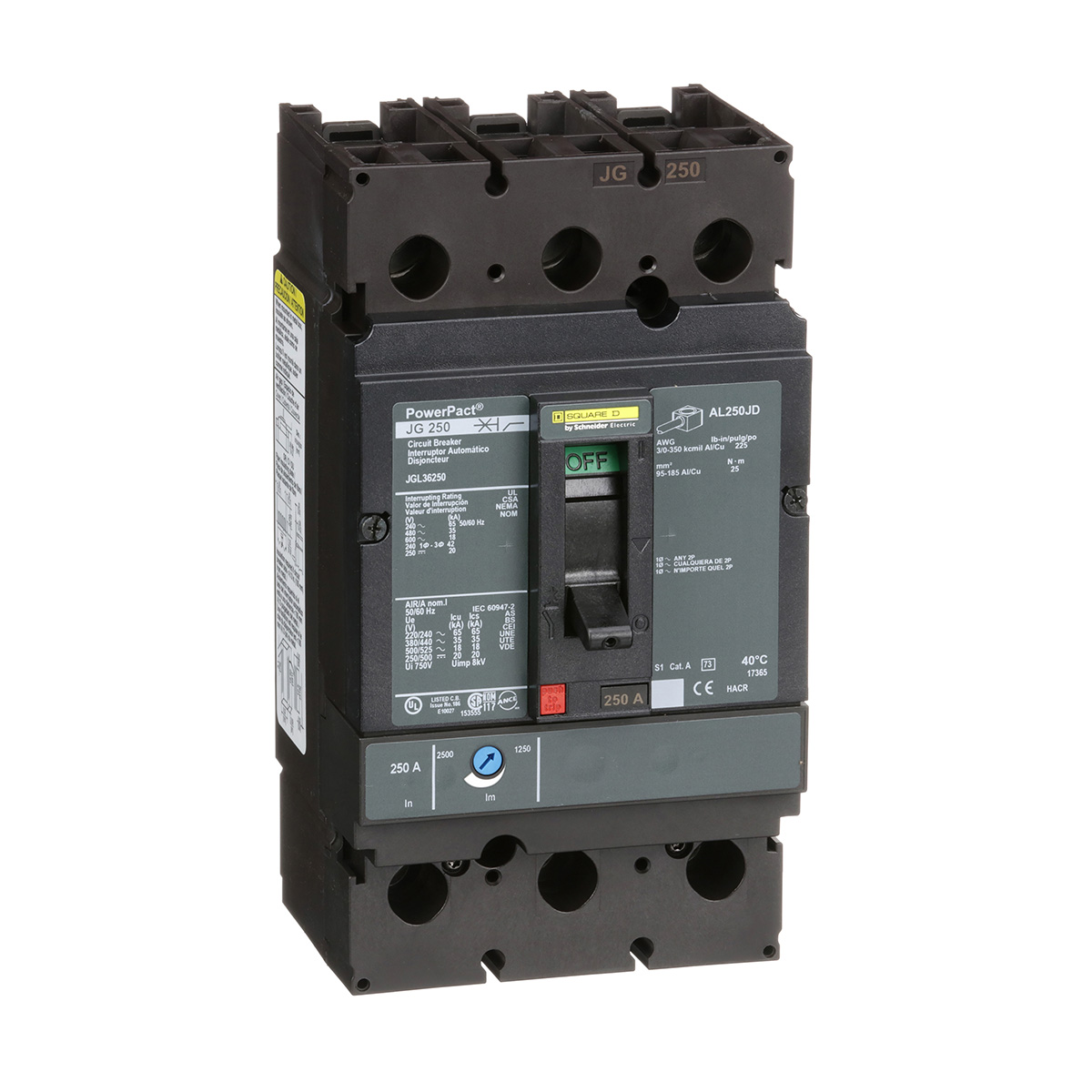 Interruptor Termomagnético Powerpact 3 P 250 A 35 Ka - JGL36250 | Interruptor Termomagnético Powerpact 3 P 250 A 35 Ka - JGL36250