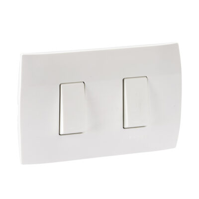 Placa Con 2 Interruptores Escalera Marisio De 16A, 250V, 2 Módulos, 3 Vías, Blanco - MWD62114