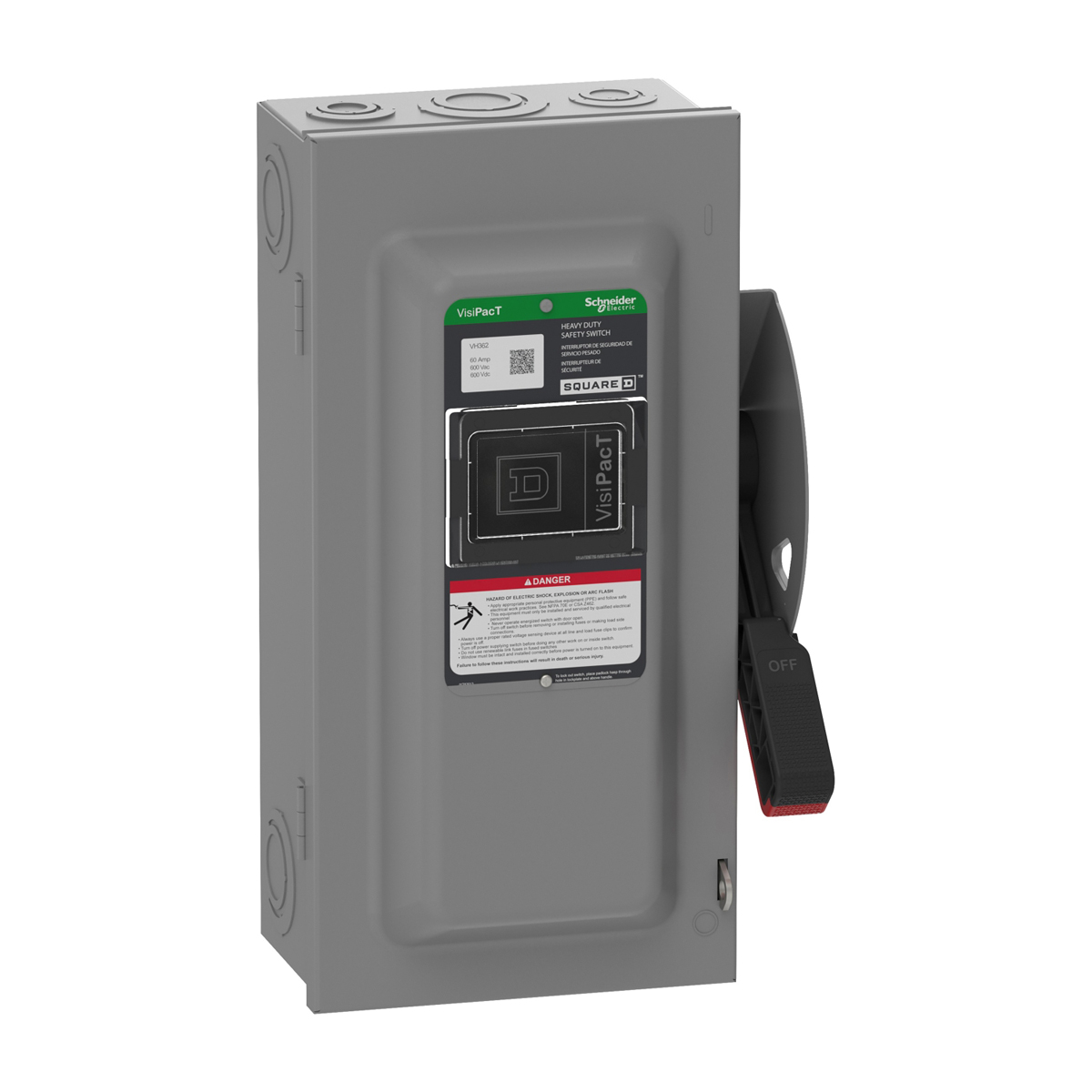 Interruptor De Seguridad, Uso Pesado, Con Fusible, Ventana De Visualización, Nema 1, 600 V, 60 A, 3 Polos - VH362 | Interruptor De Seguridad, Uso Pesado, Con Fusible, Ventana De Visualización, Nema 1, 600 V, 60 A, 3 Polos - VH362