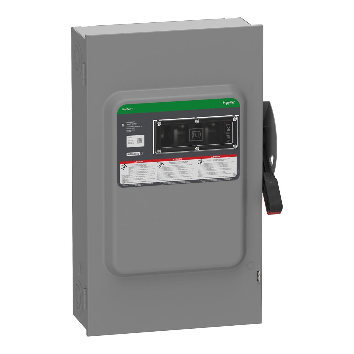 Interruptor De Seguridad, Uso Pesado, Con Fusible, Ventana De Visualización, Nema 1, 600 V, 200 A, 3 Polos - VH364 | Interruptor De Seguridad, Uso Pesado, Con Fusible, Ventana De Visualización, Nema 1, 600 V, 200 A, 3 Polos - VH364