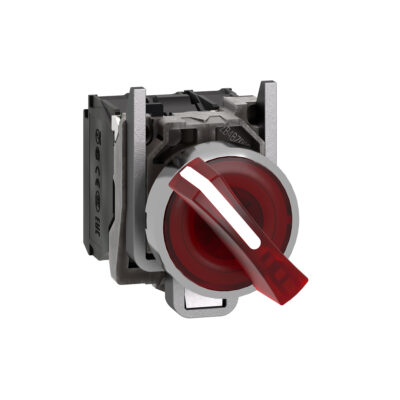 Conmutador Selec Rojo Iluminado Diametro 22 Mango De 2 Posiciones - 120 V - 1 Na + 1 Nc - XB4BK124G5