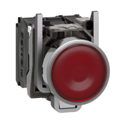 Pulsador Rojo Iluminado Diametro 22 - Retorno Resorte Nivelado - 240 V - 1 Na + 1 Nc - XB4BW34M5