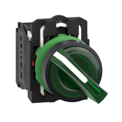 Conmutador Sel Verde Iluminado Diametro 22 Mango De 2 Posiciones - 120 V - 1 Na + 1 Nc - XB5AK123G5