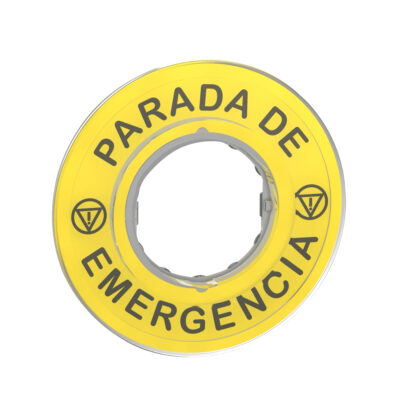 Schneider Electric Harmony Xb4 / Xb5 Circular Legend, 60 Mm, Amarillo, "Parada De Emergencia" - ZBY9420