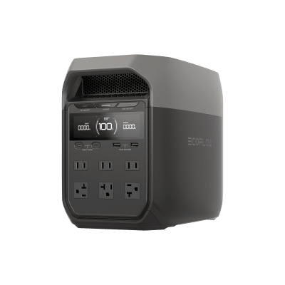 Estación de Energía Portátil Delta 3 1024Wh Litio LFP / 6 AC 1800 W (Max. 2600W con X-Boost) / 4 USB-C 100W / Capacidad para Aumentar Respaldo / Cargador de Coche 10A a 12.6V / Conectividad WiFi y Bluetooth (App) / Carga Solar 500W Max. - EFD3