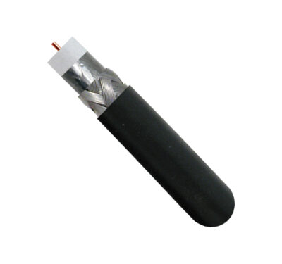107-1234BK6S1BX, RG6, blindaje estándar , 75 OHM, conductor CCS de 18 AWG, blindaje de lámina de aluminio y trenza de aluminio al 60 %, CM de alta calidad, CATV, CL2, 1000 pies, caja de extracción, negro