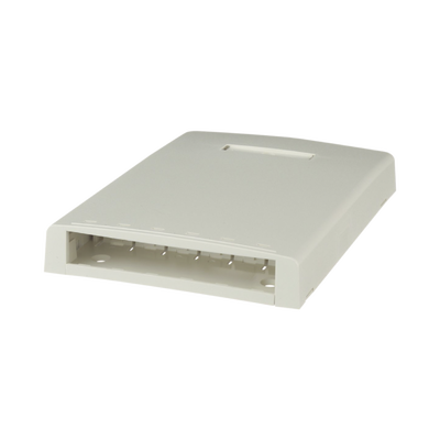 Caja de Montaje en Superficie, Con Accesorio para Resguardo de Fibra Óptica, Para 6 Módulos Mini-Com, Color Blanco Mate  CBXF6IW-AY