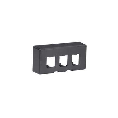 Placa de Mobiliario Modular Estándar, Salidas Para 3 Puertos Mini-Com, Color Negro  CFFPE3BL
