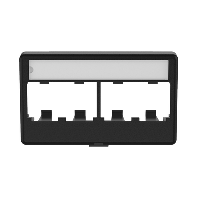 Placa de Mobiliario Modular Estándar, Salidas Para 4 Puertos Mini-Com, Con Espacio Para Etiquetas, Color Negro  CFFPL4BL