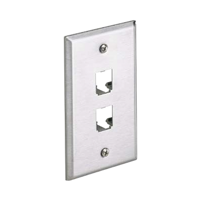 Placa de Pared Vertical, de Acero Inoxidable, Salida Para 2 Puertos Mini-Com CFP2SY