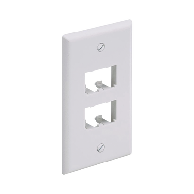 Placa de Pared Vertical Clásica, Salida Para 4 Puertos Mini-Com, Color Blanco  CFP4WH