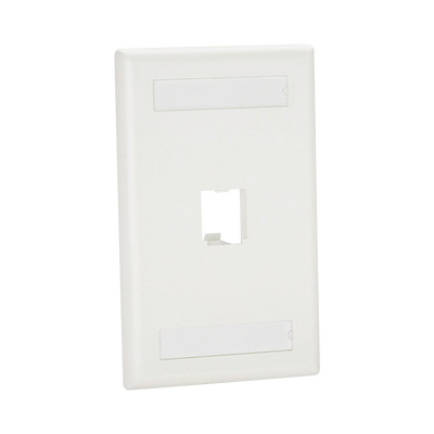 Placa de Pared Vertical Clásica, Salida Para 1 Puerto Mini-Com, Con Espacios Para Etiquetas, Color Blanco  CFPL1WHY