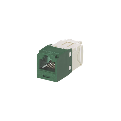 Conector Jack RJ45 Estilo TG, Mini-Com, Categoría 6, de 8 posiciones y 8 cables, Color Verde  CJ688TGGR