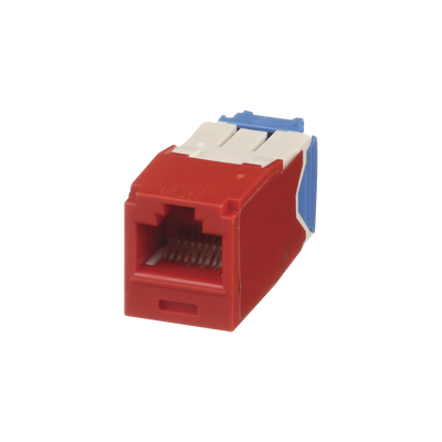 Conector Jack RJ45 Estilo TG, Mini-Com, Categoría 6A, de 8 posiciones y 8 cables, Color Rojo  CJ6X88TGRD