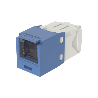 Conector Jack RJ45 Estilo TG con Ventana, Mini-Com, Categoría 6, de 8 posiciones y 8 cables, Color Azul  CJH688TGBU