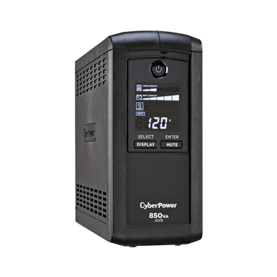 NO BREAK CYBERPOWER (CP850AVRLCD) 850VA/ 510 WATTS, INTERACTIVO,TORRE, 9 ×NEMA 5-15R, INTERACTIVO, 5 RESPALDO Y 4 SUPRESIÓN, 3 AÑOS DE GARANTÍA, INCLUYENDO BATERÍA.